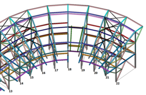 Modello agli Elementi Finiti – Vista solida struttura metallica da S13 a S22